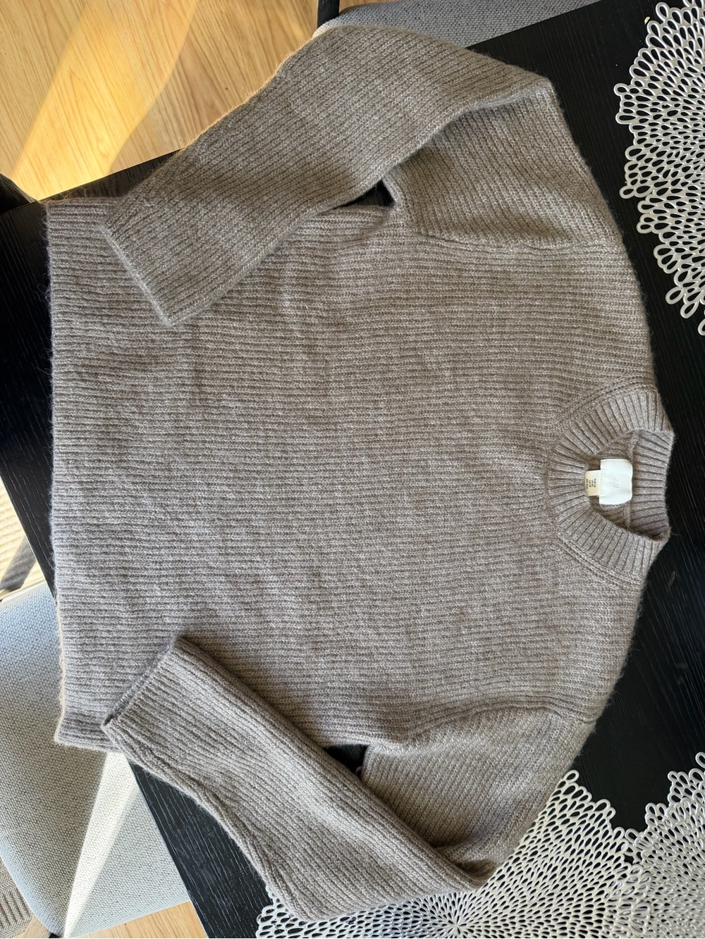 H&M Taupe Ribbed Crewneck Sweater - Women